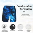 thumbnail image 3 of Zufioo Blue Fire Cool Wolf Mens Swimsuit Trunks with Compression Liner,Quick Dry Sports suit,Beach Board Shorts with Pockets,Bathing Suits,Swimwear for Gym,swimming pool,Outdoor Activities-X-Large, 3 of 6