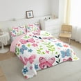 thumbnail image 2 of jejeloiu Colorful Cute Flower King Size Comforter Sets,Chic Kawaii Butterfly Bedding Comforter Set,Plant Floral Leaves Bedding Set For Girls Kids,Microfiber Room Decoration Reversible,3 Pieces, 2 of 7