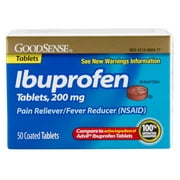 GoodSense Ibuprofen Pain Reliever & Fever Reducer 200 mg Tablets, 50 Ct