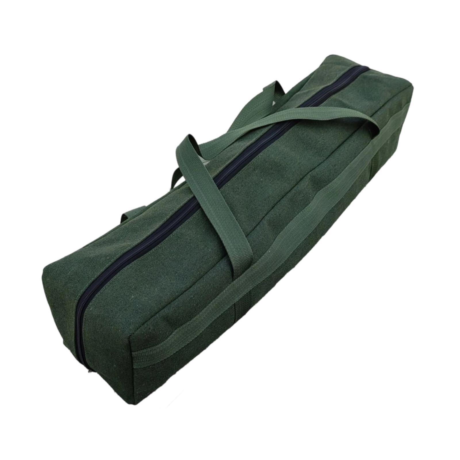 Canvas Tool Bag Zippered Tent Pole Storage Large Capacity Carry Bag for Fishing Camping Travelers