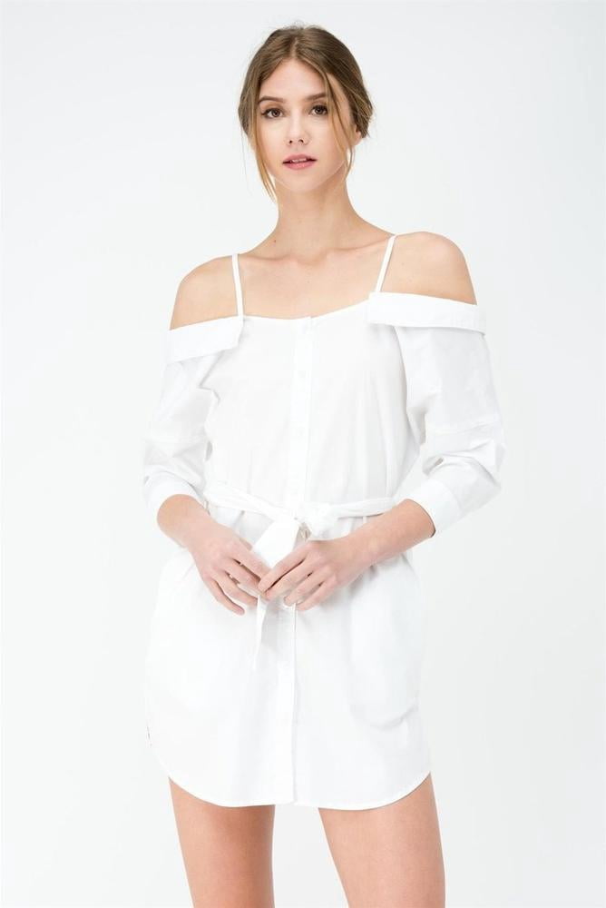 cold shoulder linen dress