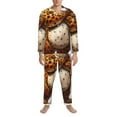 thumbnail image 3 of Hirioo Cartoon Cheetah With Attitude for Men's Pajama Sets 2 Piece Pjs Men's Long-Sleeved Pajama Set Button Down Sleepwear,S-XXL-Large, 3 of 7