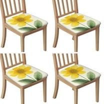 Sunflower Seat Covers for Dining Room Chairs Set Of 4,Stretch Printed Washable Chair Seat Cover with Elastic Ties and Button,Removable Waterproof Couch Cushion Covers