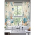 thumbnail image 2 of Teal Blue Coastal Sheer Curtains 63 Inch Length 2 Panels Set Window Treatments, Summer Beach Starfish Shell Coral Nautical Retro Rod Pocket Semi Curtains for Living Room/Bedroom/Kitchen, 104"W x 63"L, 2 of 7