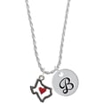 thumbnail image 1 of Delight Jewelry Silvertone Open Rope Texas with Red Heart Silvertone Script Initial Disc - B - Charm Necklace, 20"+3", 1 of 4