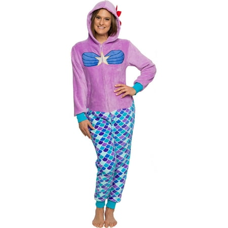 Silver Lilly Mermaid Costume Pajamas - Unisex Adult Plush Novelty Cosplay One Piece