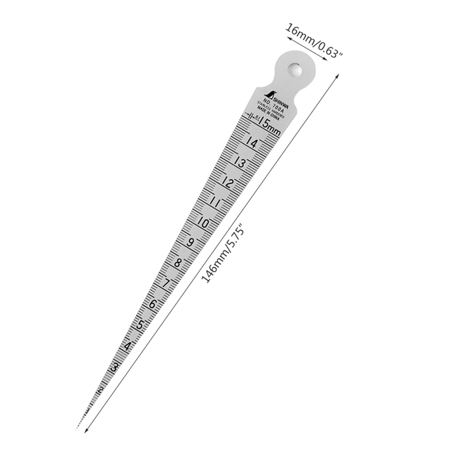 Stainless Steel 0-15mm Taper Gauge Aperture Scale Wedge Feeler Gauge Aperture Scale Hole Inspection Measuring Ruler ,Easy to Use