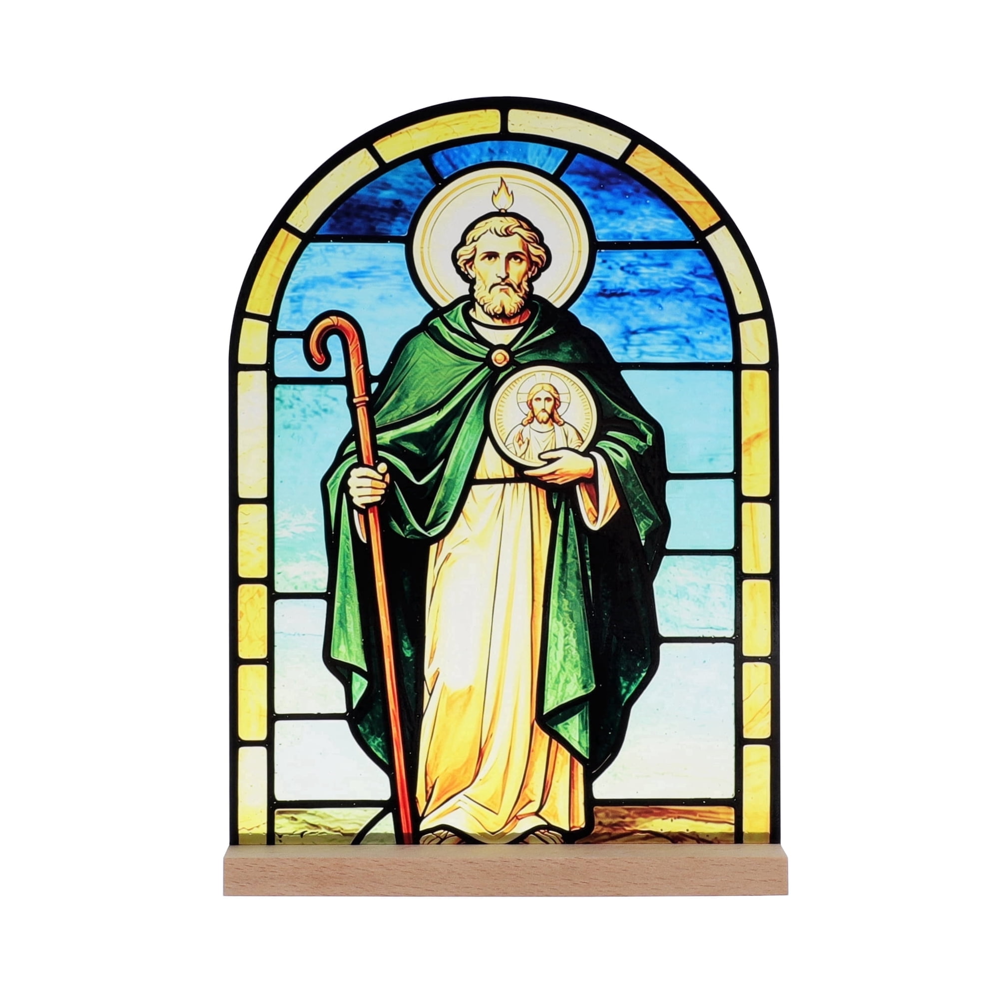 KOMI St Jude Plaques Stand Statue Acrylic Catholic Icons Ornament Home Altar Decor Christian Gifts