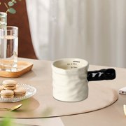 Ceramic Measuring Cup Milk Pot, Graduated Espresso Extraction Vessel with Wood Handle for Kitchen Beverage Serving and Ingredient Mixing, Topliu