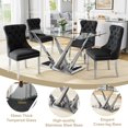 thumbnail image 7 of 63”Glass Dining Table Set for 6,Modern Rectangle Dining Table with 6 Contemporary Velvet Upholstered Dining Chair with Stainless Steel Leg for Kitchen,Dining Room,Office,Small Spaces,Black, 7 of 7