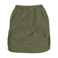 thumbnail image 6 of Women's High Waisted Drawstring Cargo Mini Skirt with Multi Pockets, Casual Lightweight Utility Short Skirt for Daily & Outdoor Wear Army Green L, 6 of 9