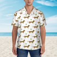 thumbnail image 2 of Honeii Dachshund Going To Play Tennis Print Men’s Hawaiian Shirt,Classic Button-Down Short Sleeve Shirt, for Beach, Vacation, and Outdoor Activities,Medium, 2 of 7