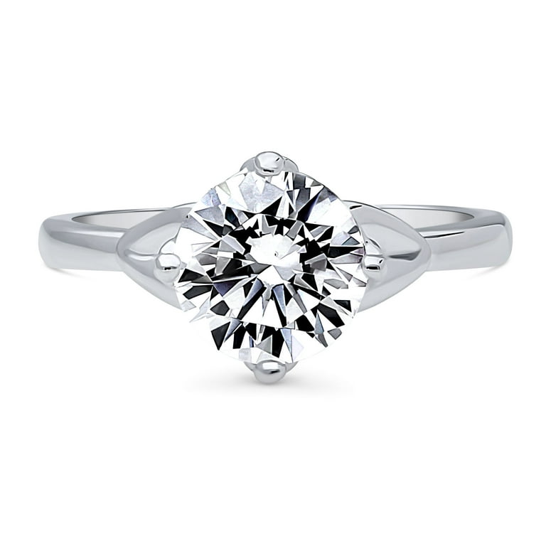 BERRICLE Sterling Silver Cubic Zirconia Flower Filigree Cocktail Ring - Rhodium Plated, Art Deco Statement Ring
