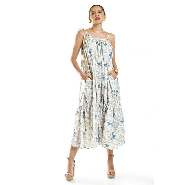 Vestido con tirantes de cuerda Roman Fashion /Juvenil, 8093 (Arena / Flores) beige CH