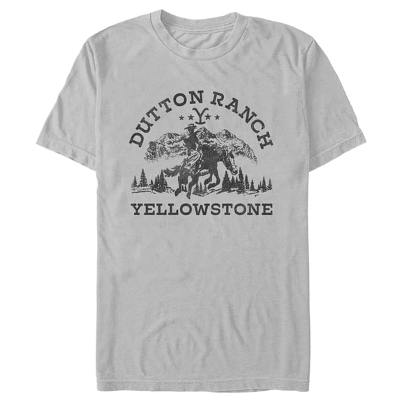 Men's Yellowstone Dutton Ranch Montana Black Outlines Graphic T-Shirt