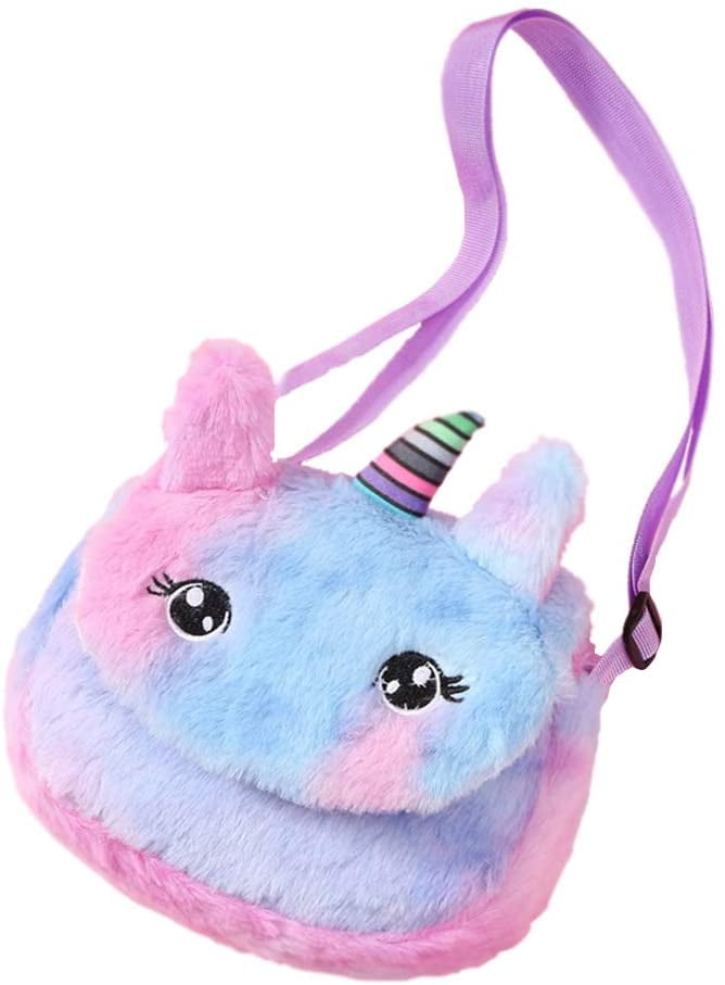 Kids Rainbow Unicorn Plush Bag Handbag Crossbody Purses Cute Shoulder