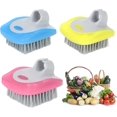 thumbnail image 1 of 3 piezas de cepillo de frutas y verduras, 3 piezas de pinceles vegetales, cepillo de frutas, depurador de cerdas flexible, herramienta de limpieza, cepillo de cocina compatible con zanahoria Afortunado Sencillez, 1 of 5