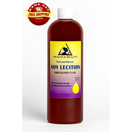 LECITHIN SOY UNBLEACHED FLUID LIQUID EMULSIFIER STABILIZER EMOLLIENT PURE 16 OZ