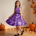 thumbnail image 4 of Girls Halloween Printed Dress Crew Neck Sleeveless Belted Back Zipper Costume Kids Trendy Casual A-Line Swing Dress Purple 13-14 Years, 4 of 7