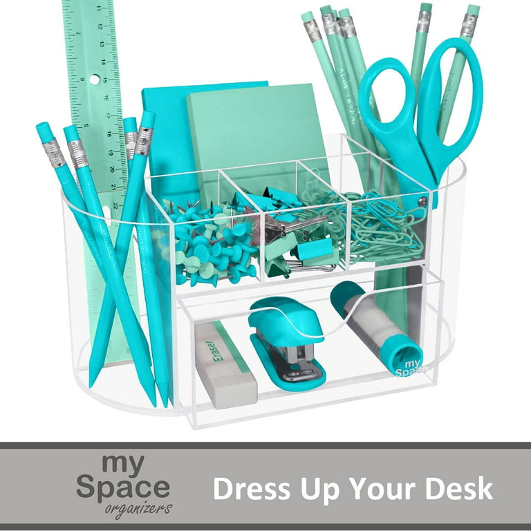 Blue Desk Organizer Acrylic, Office Supplies and Desk Accessories Pen  Holder Office Organization Desktop Organizer for Room College Dorm Home  School