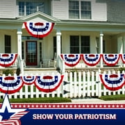 G128 -4th of July décor 1.5x3 ft, 2 Pack American Fan Flags for Outdoor Patriotic Decoration Bunting
