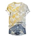 thumbnail image 2 of Tops de Ajuste Suelto para las Mujeres Retro Impreso Cuello Redondo Manga Corta, Camiseta de Poliéster Casual, 2 of 4