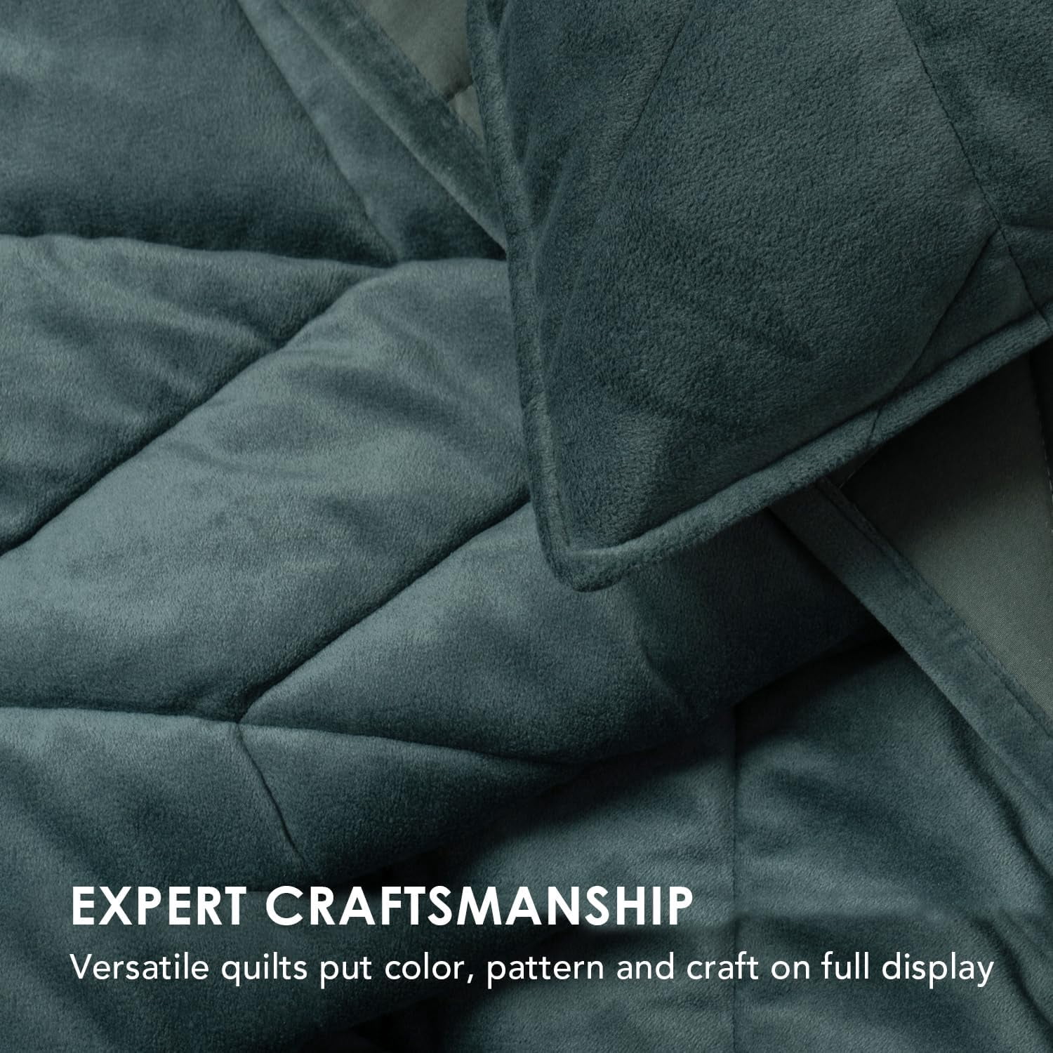 EVERGRACE 3 Pieces Luxurious Velvet King Quilts, Ultra Soft Lightweight Velvet Comforter Set, Matelasse Oversized Bedspread Coverlet for All Season with 2 Shams, Forest Green, 108''x96''