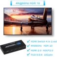 thumbnail image 4 of 4K HDMI Switch 4x1, 4K@60Hz 4 in 1 Out HDMI Switcher Selector with IR Remote Control, Supports HDCP 2.2 UltraHD HDR10 3D HD1080P Dolby DST, HDMI Splitter for PS4 Xbox Apple TV Fire Stick, 4 of 7