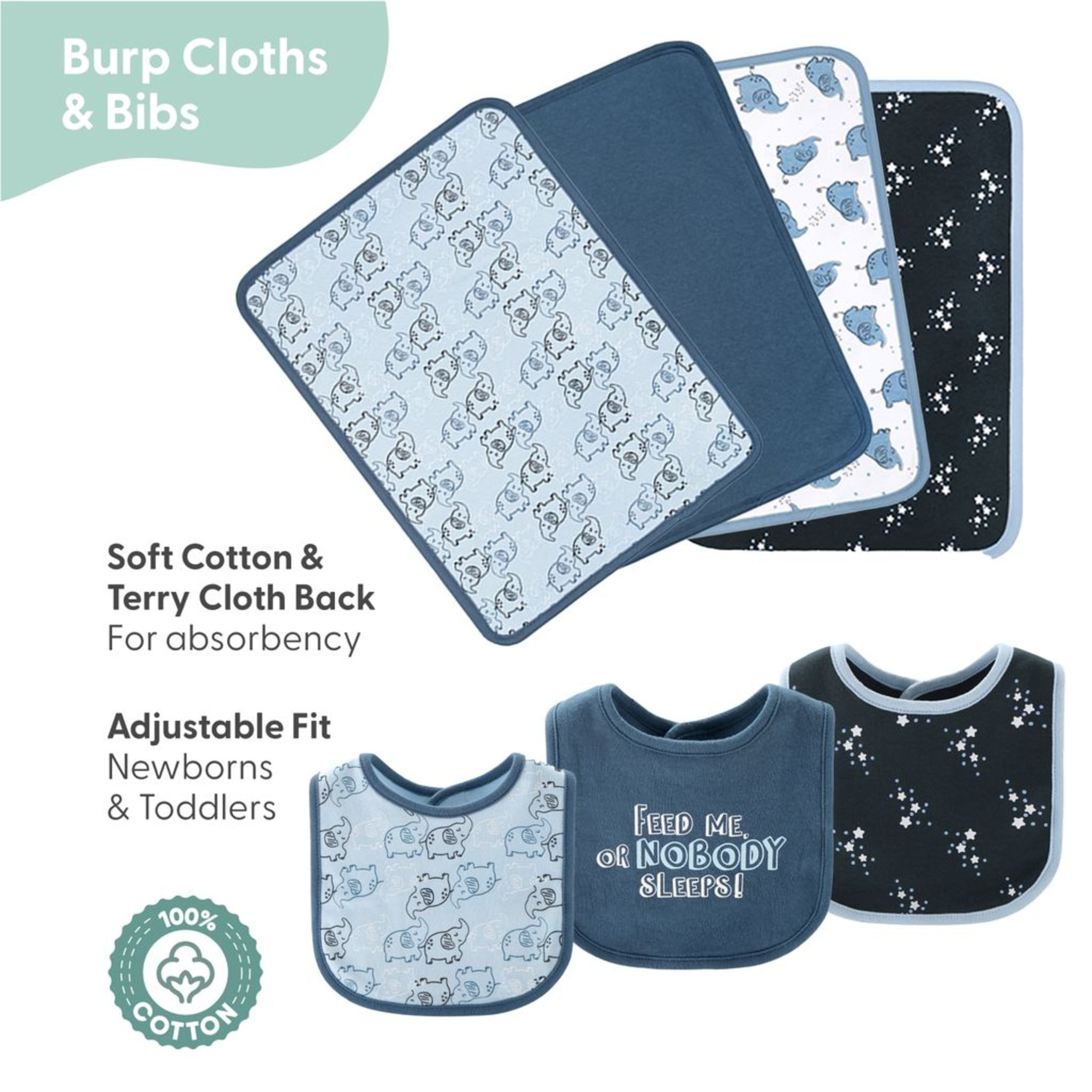 The Peanutshell Newborn Layette Gift Set, Blue and White Elephant, 30 Essential Pieces, 0-3 Months