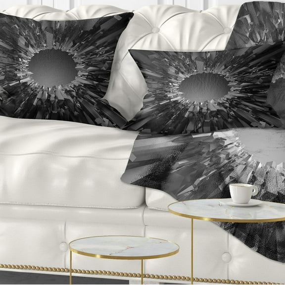 Designart Futuristic Black Background - Abstract Throw Pillow - 12x20