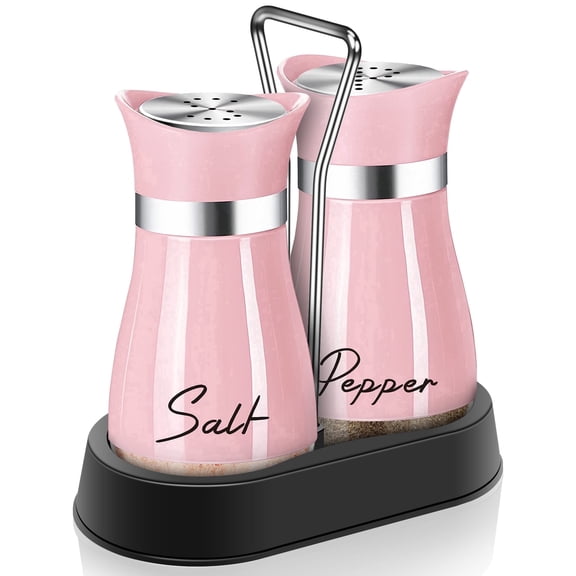 Pink Salt and Pepper Shakers Set,4 oz Kitchen Decor and Accessories Home Essentials Cute Household Items for Mother's Day Housewarming Gift Refillable Design (Pink)