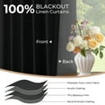 thumbnail image 5 of 100% Blackout Curtains for Bedroom,Set of 2 Panels,108inch Length Faux Linen Thermal Insulated Back Tab Drapes with Room Darkening,50"Wx108"L,Black, 5 of 7