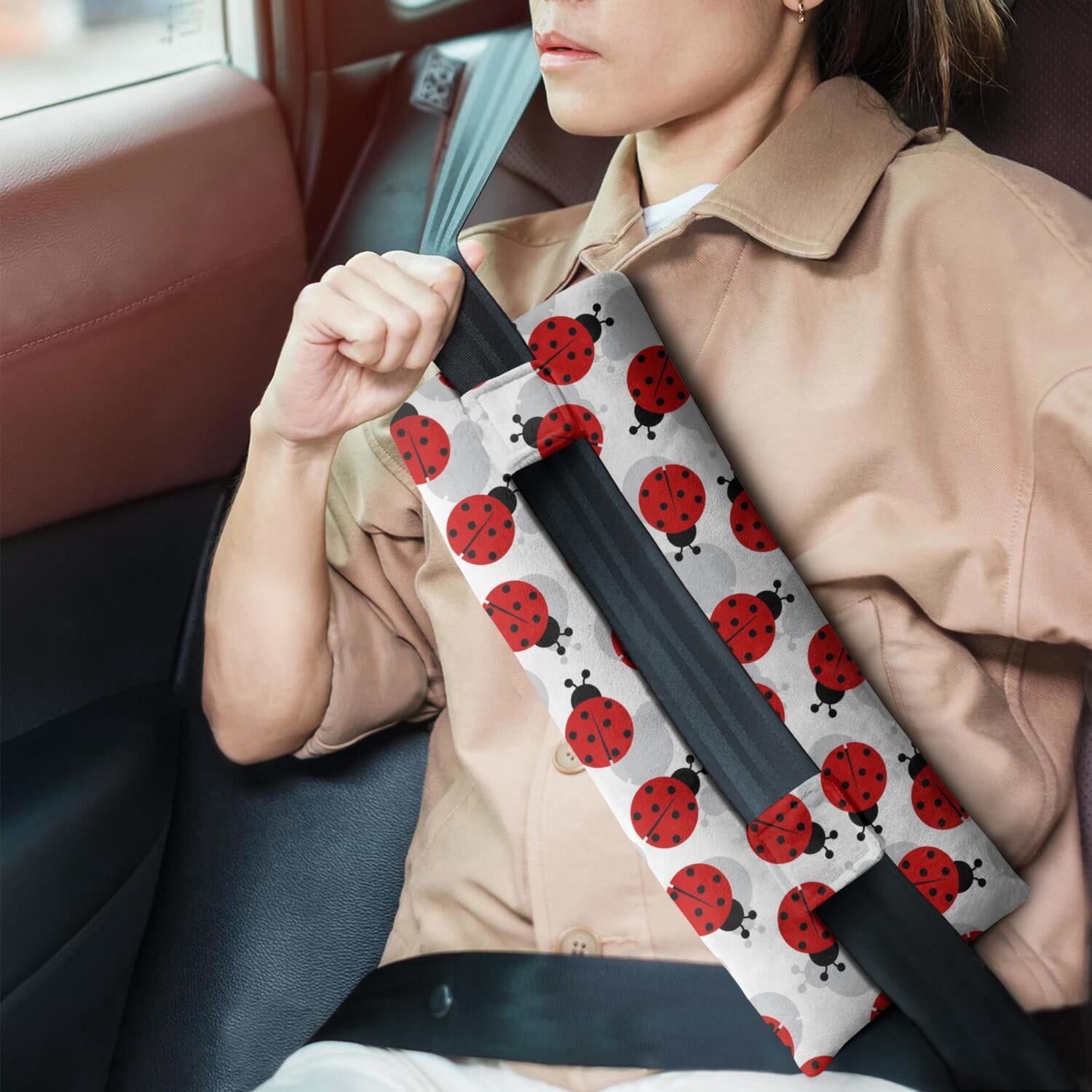Red Cartoon Ladybug Seat Belt Pressure Relief Pad - Post Mastectomy & Chest Surgery Pillow, Thoughtful Recovery Gift