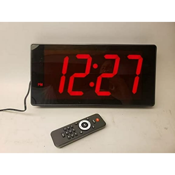 Jumbo LED Wall Clock Alarm Clock with 4 INCH Numbers/Remote Control