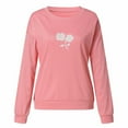 thumbnail image 2 of Gibobby Blusas De Manga Larga Para Mujer Top de manga larga a con cuello redondo y estampado pequeño para mujer（Rosa， M), 2 of 4
