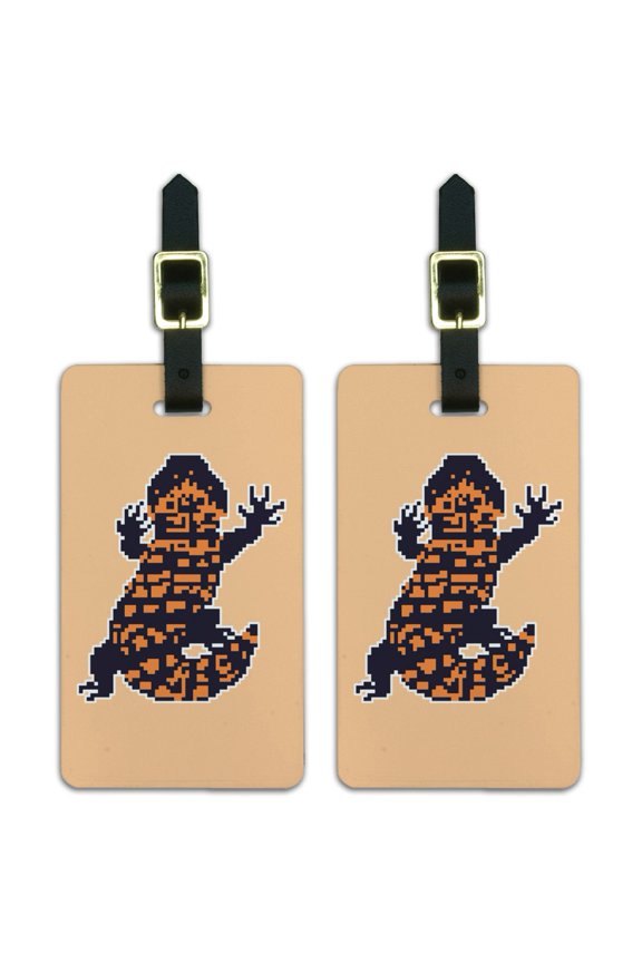 Gila Monster Pixel Lizard Luggage ID Tags Suitcase Carry-On Cards - Set of 2
