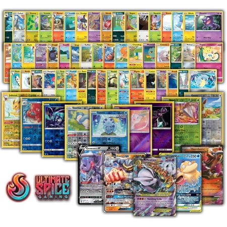 Ultimate Pokemon Pack Bundle 50 Cards + 4 HOLOGRAPHIC Rare Cards, 1 LEGENDARY Ultra Rare Card, Plus a Free Ultimate Spice Gaming Box