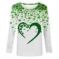 thumbnail image 5 of Feancey 90% Off Clearance Sale Womens Long Sleeve T Shirts Graphic St. Patrick's Day Heart Clover Print Plus Size Tops Holiday Casual Loose Blouse Comfy Crewneck Pullover Tees Green L, 5 of 6