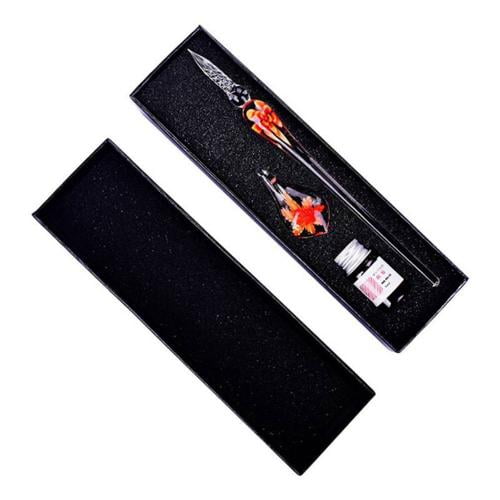 Glass Ink Pen Set, Glass Dip Pen with Ink and Pen Holder Art Crystal