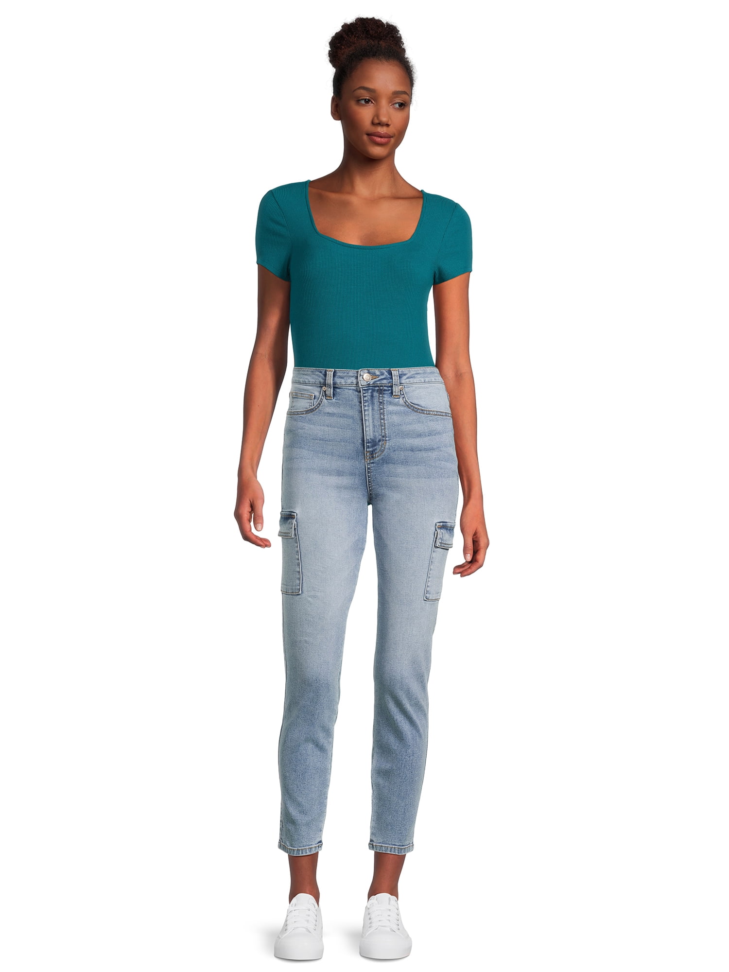 No Boundaries Juniors Ankle High Rise Cargo Skinny Jean