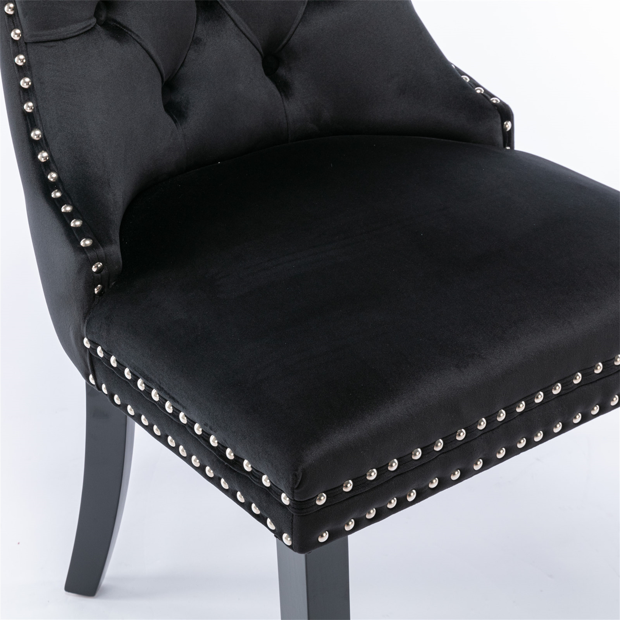 Miniyam Dining Chair Set of 2, High-end Tufted Velvet Upholstered, Black