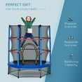 thumbnail image 3 of Outsunny Φ5FT Kids Trampoline with Enclosure Net, Springless, Safety Pad and Steel Frame for Indoor, Toddler Round Bouncer for Age 3 to 6 Years Blue, 3 of 9