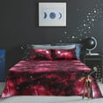 thumbnail image 3 of PiccoCasa Soft Polyester 4-Piece Galaxy Bed Sheets Bedding Set Queen Red, 3 of 6