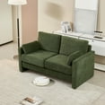 thumbnail image 3 of Mid Century Modern Loveseat Sofa, Comfy Chenille Fabric Upholstered Small Sofa Couch, Luxury 2 Seater Couch with Armrest & Pillow, Small Loveseat Couch for Small Spaces, Living Room, Green, 3 of 11
