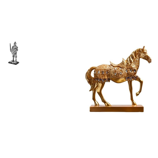 Escultura Vintage De Caballero Y Caballo, Adorno Creativo De Mesa Para Entrada, Estantería, Escritorio De Oficina, Regalo De Inauguración De La Casa, Figura De Resina Animal Grabada,