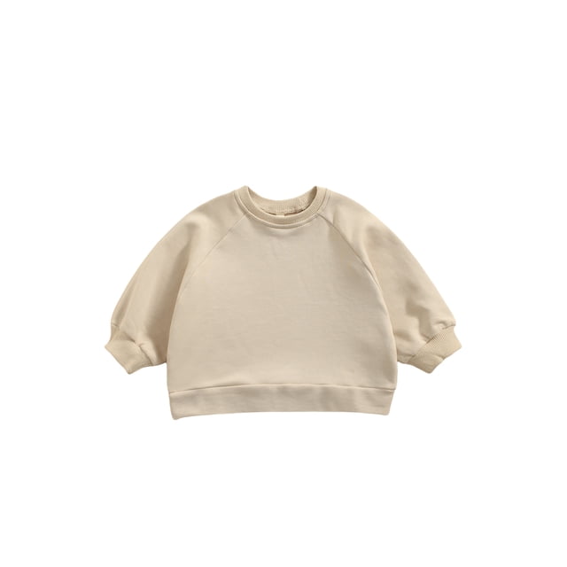 Camiseta sólida para niñas, niños, jersey de manga larga para niños, blusa para bebés y niños pequeños XBTCLXEBCO Beige, 6-7 años