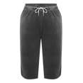 thumbnail image 7 of HongQid Women's Capri Elastic Waist Velour Loose Straight Leg Pants Casual Jogger with Pockets, 7 of 7