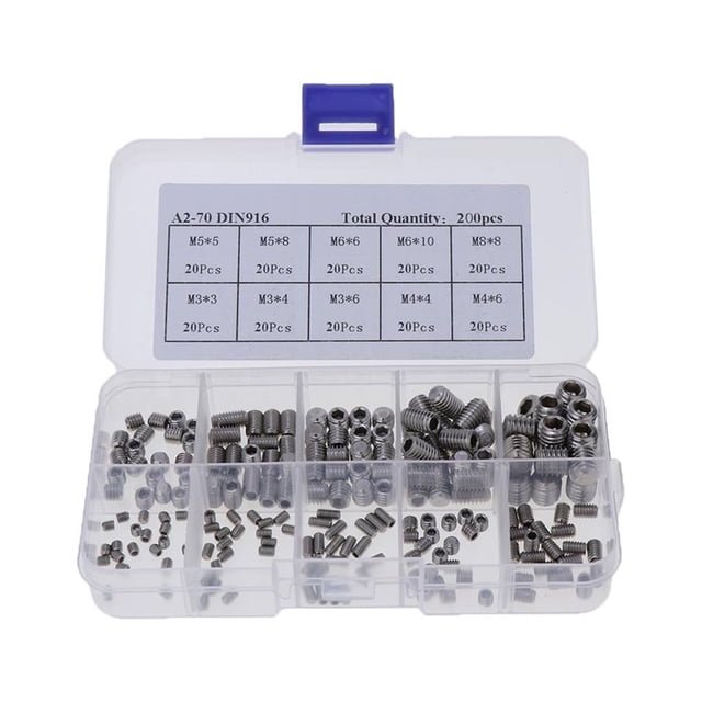 S SERENABLE 200 Hexagonal Threaded Pins M3 M5 M6 M8 Hexagonal Threaded Pin With Storage Case grub