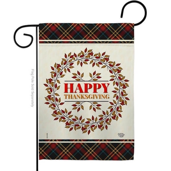 Ornament Collection G192257-BO 13 x 18.5 in. Thanksgiving Wreath Garden Flag with Fall Double-Sided Decorative Vertical Flags House Decoration Banner Yard Gift