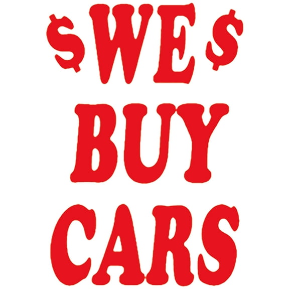 SSWBasics Jumbo Under The Hood Sign - "We Buy Cars" - 29ʺW x 41"H